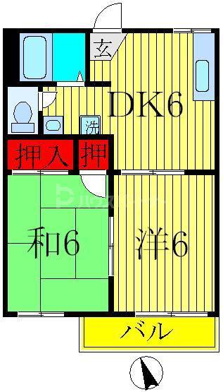 サンハイツみたけ(2DK/2階)の間取り写真