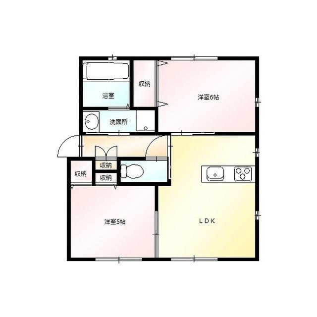 パルデロート・G棟(2LDK/1階)の間取り写真