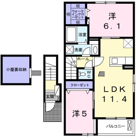 メゾンSK III(2LDK/2階)の間取り写真