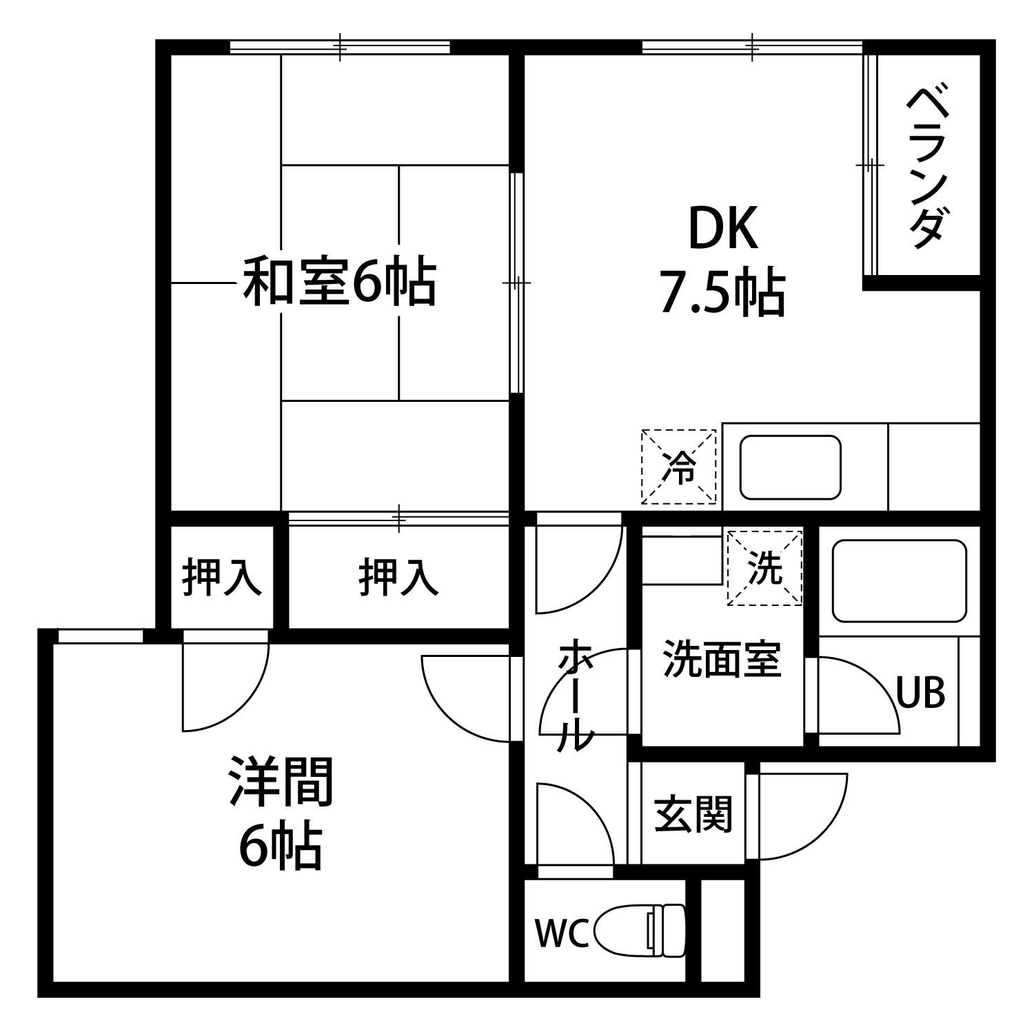 サンハウス(2DK/2階)の間取り写真