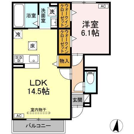 ラフィーネ(1LDK/1階)の間取り写真