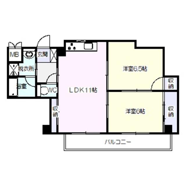 ファミリエ長居(2LDK/5階)の間取り写真
