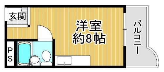 ハイツ富士(ワンルーム/6階)の間取り写真