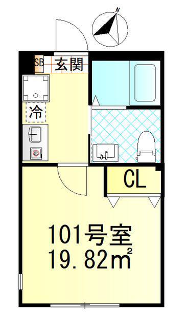 BLOOM元住吉(1K/1階)の間取り写真