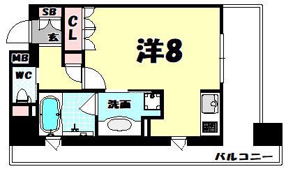 リーガル南船場II(1K/2階)の間取り写真