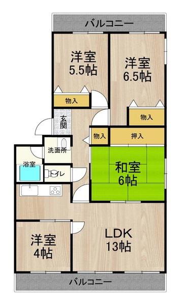 フェルザ西宮(4LDK/2階)の間取り写真