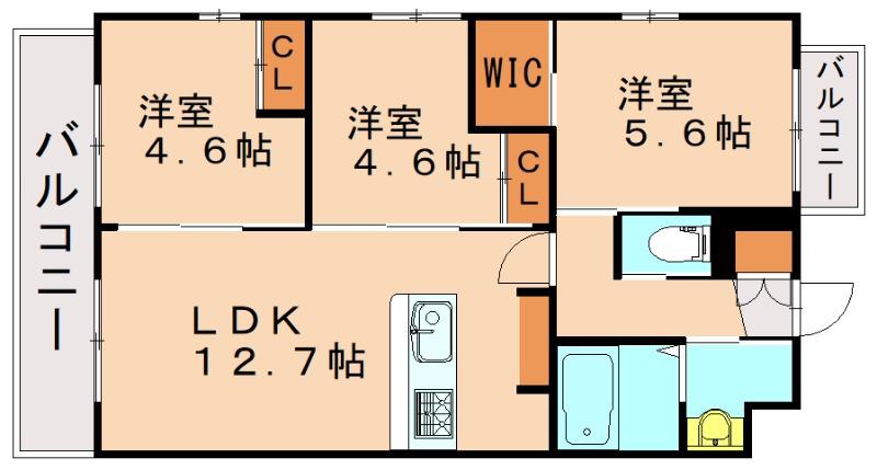コンダクトレジデンスFUTAJIMA(3LDK/6階)の間取り写真