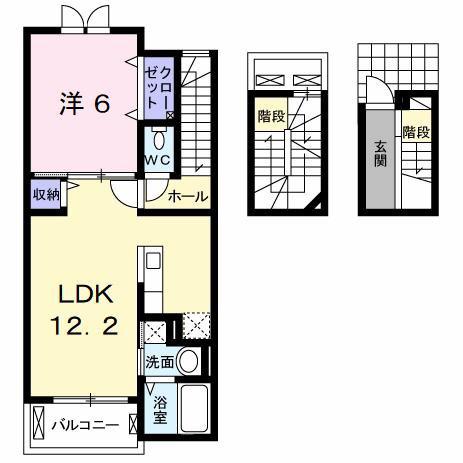 エスカーザ(1LDK/3階)の間取り写真