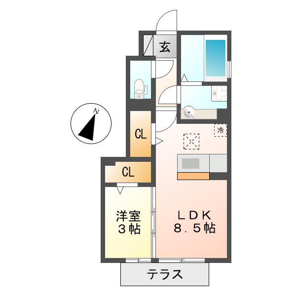 ルーチェソラーレ(1LDK/1階)の間取り写真