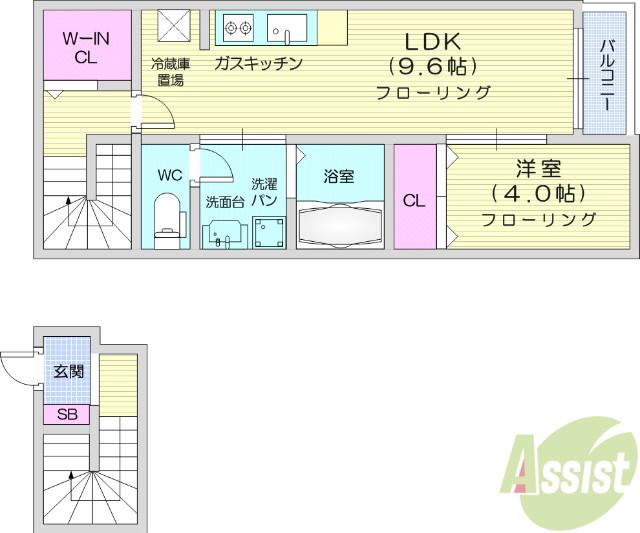 TRANCE WAY(1LDK/2階)の間取り写真