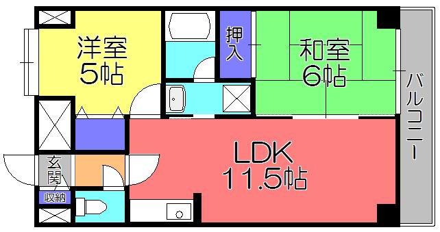 メゾンエイコー能登川II(2LDK/2階)の間取り写真