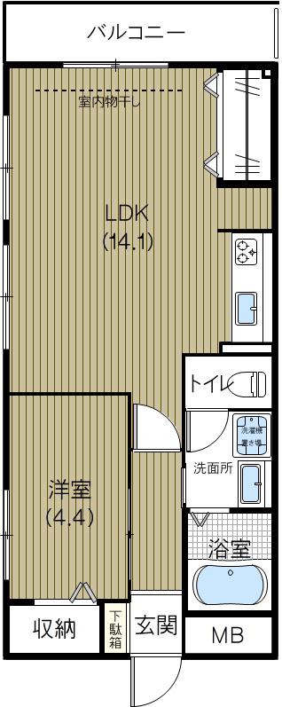 ニュー藤ハイツ(1LDK/6階)の間取り写真