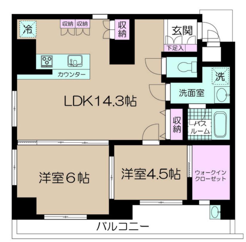 ラウレアビレッジ(2LDK/9階)の間取り写真