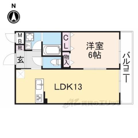 シャルレ17番館(1LDK/1階)の間取り写真
