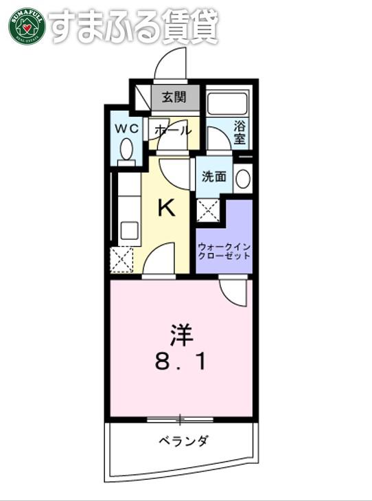 シンシア(1K/1階)の間取り写真