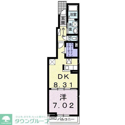 エスタブレC(1DK/1階)の間取り写真