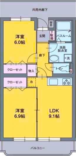 アルストロメリア(2LDK/2階)の間取り写真