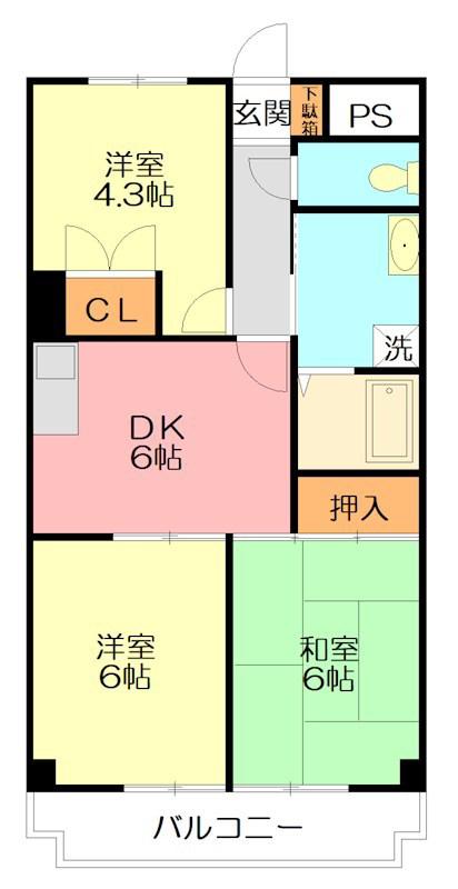 アーバンスプラザNO.3(3DK/2階)の間取り写真
