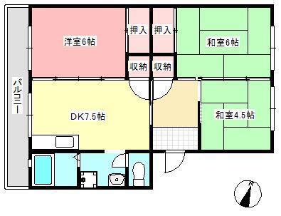 旭ハイツ(3DK/3階)の間取り写真