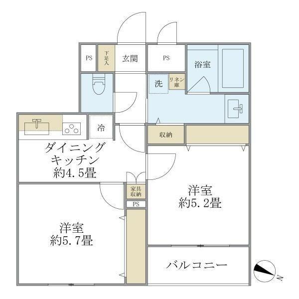 ザ 品川イーストレジデンス(2K/3階)の間取り写真