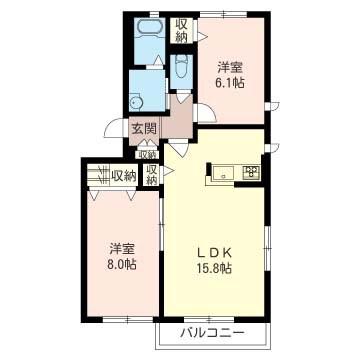 クレールA(2LDK/1階)の間取り写真