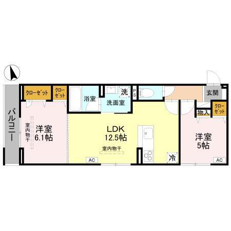 RAFFINE宿郷(2LDK/2階)の間取り写真