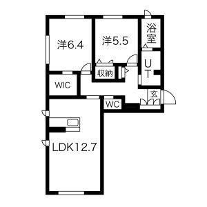 リラフォートB(2LDK/1階)の間取り写真