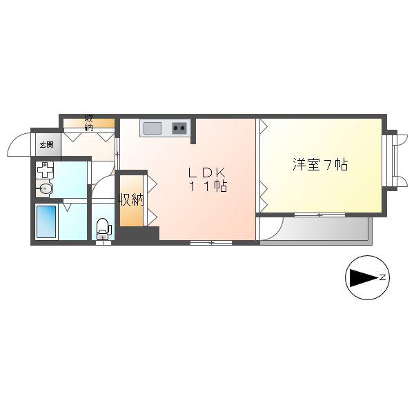 プロビデンス東片端(1LDK/3階)の間取り写真