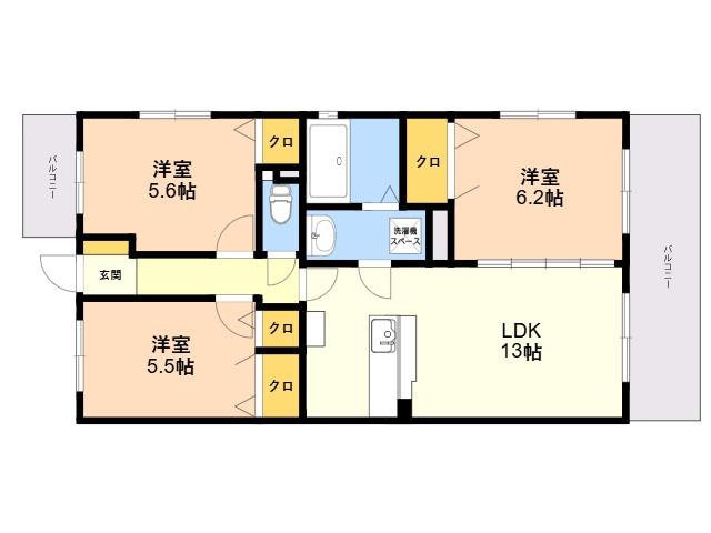 メゾン・フルール(3LDK/2階)の間取り写真