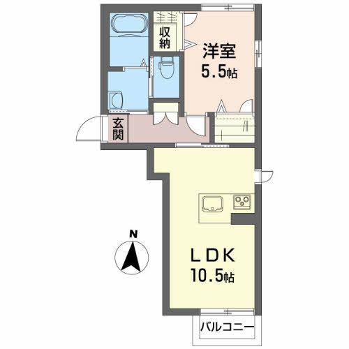 シャーメゾンFJ(1LDK/2階)の間取り写真