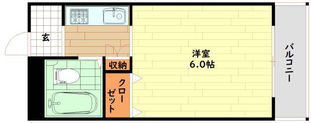 童夢ハイツ(1K/8階)の間取り写真