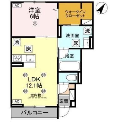 ヴィラ コンフォート(1LDK/1階)の間取り写真