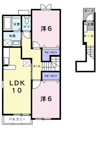 ハルシュタット A(2LDK/2階)の間取り写真