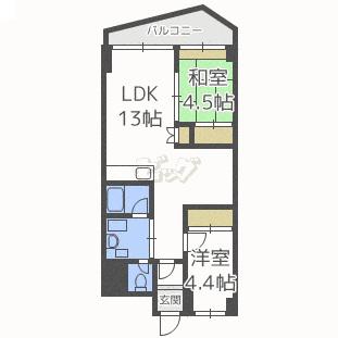 ファミール札幌(2LDK/5階)の間取り写真
