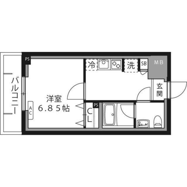 LOCS IKUTA(1K/2階)の間取り写真