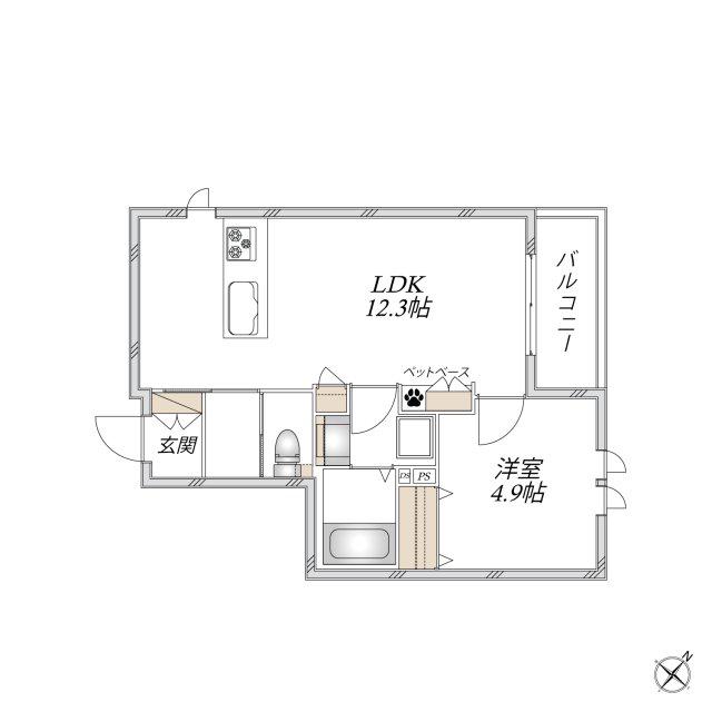 HEBEL MAISON TOSHI(1LDK/2階)の間取り写真