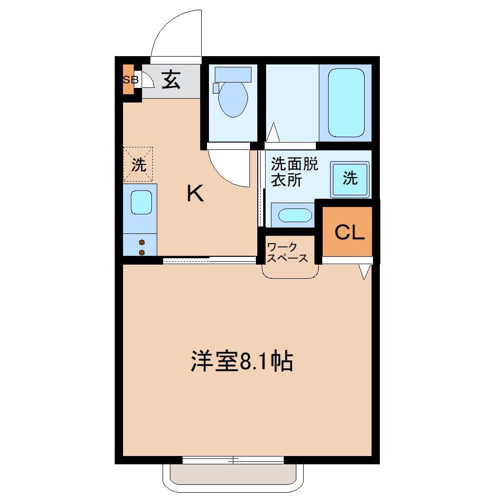 G-SQUARE出花(1K/1階)の間取り写真
