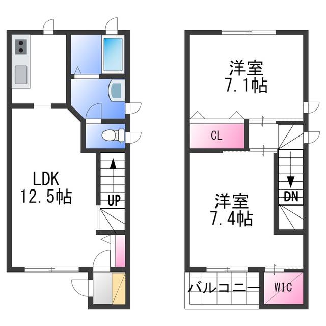 デルタ・ケーテイA(2LDK/2階)の間取り写真