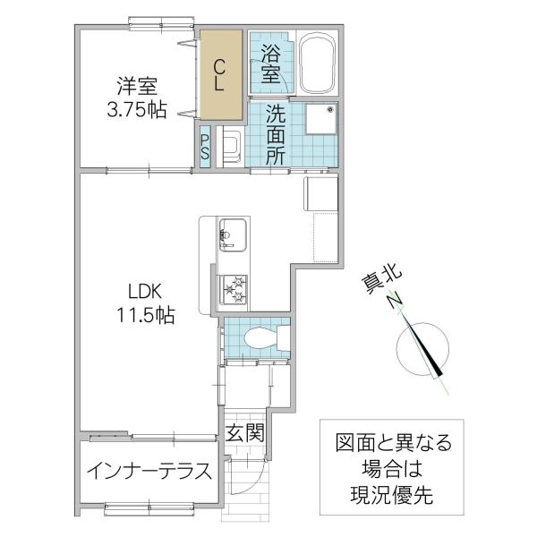 レーガベーネ堀口 II A棟(1LDK/1階)の間取り写真