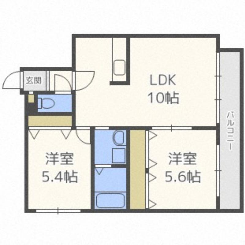 サンライン山鼻(2LDK/2階)の間取り写真