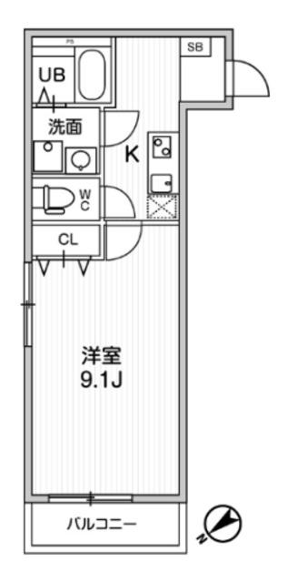 T′S CUOREお花茶屋(1K/2階)の間取り写真