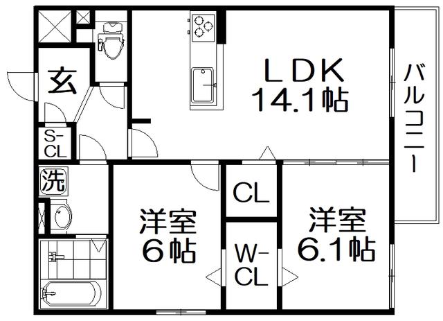TIEDEUR(2LDK/3階)の間取り写真