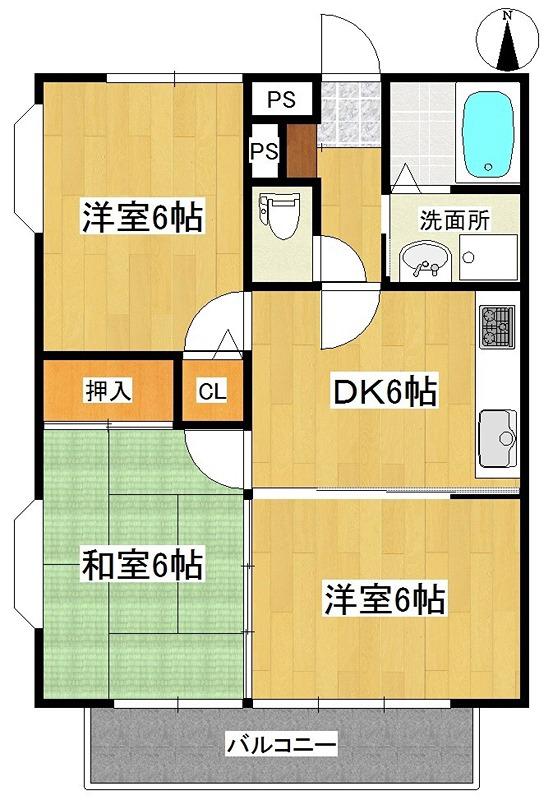 フレグランスデミツ(2LDK/2階)の間取り写真