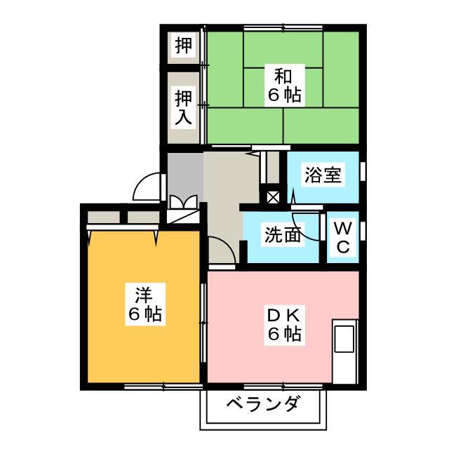 サンフォーレス厚原 C(2DK/2階)の間取り写真