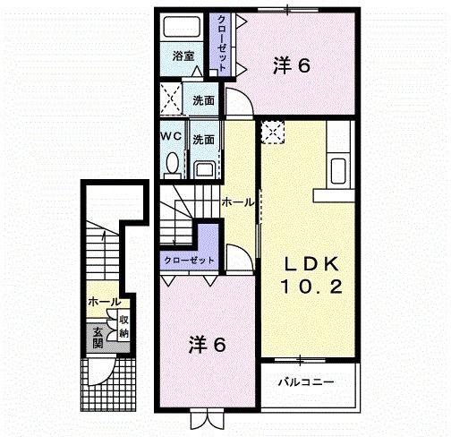 ソレアードI(2LDK/2階)の間取り写真