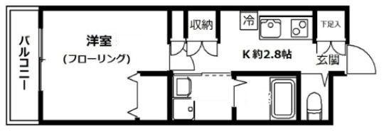 メゾンルミエール(1K/1階)の間取り写真