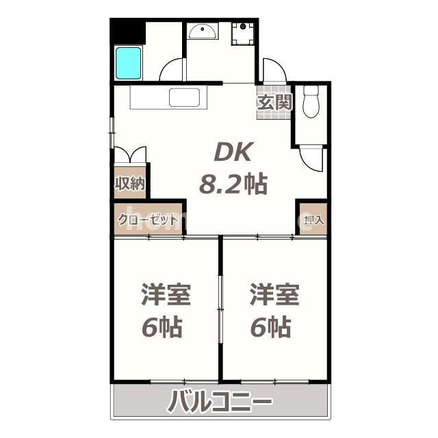 エルディ東住吉(2DK/3階)の間取り写真