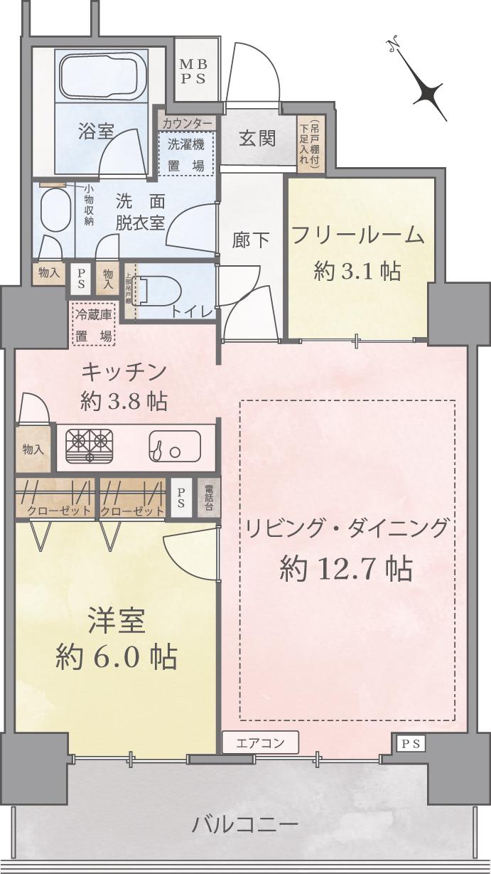 ライオンズタワー池袋(1SLDK/18階)の間取り写真