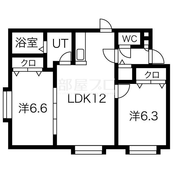 フィオーレ発寒B(2LDK/2階)の間取り写真