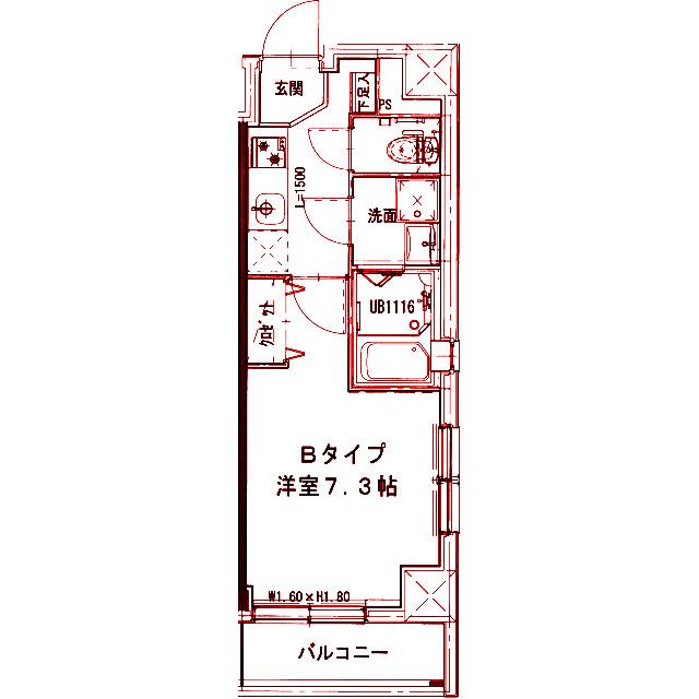 BLUE CLAIR(1K/4階)の間取り写真